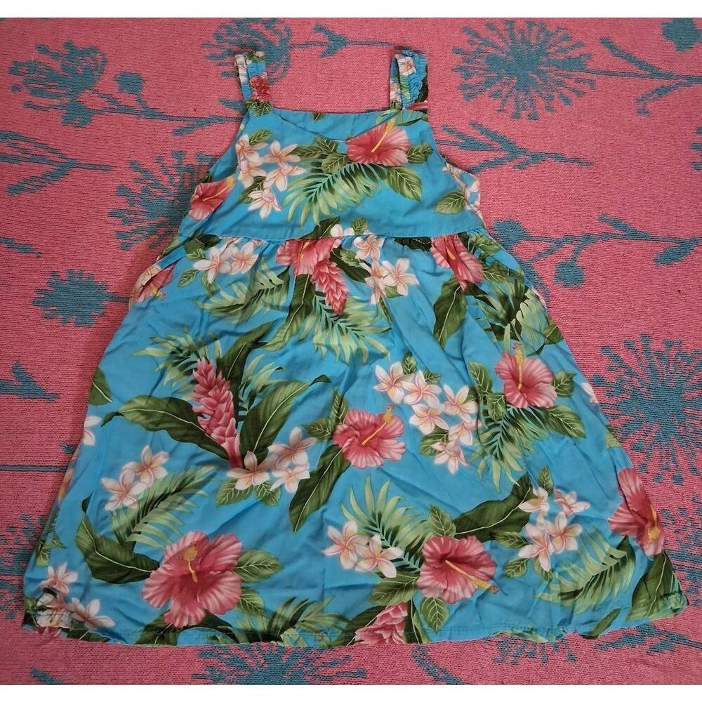 Vintage Rjc girls size 3yrs Hawaiian dress girls blue pink floral casual